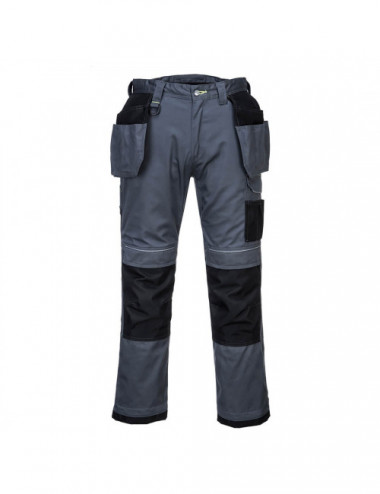Spodnie robocze stretch pw3 z kieszeniami kaburowymi szaro/czarny Portwest