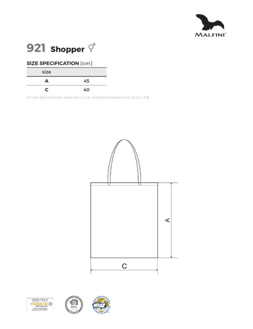 Unisex-Einkaufstasche Shopper 921 weiß MALFINI bunter Aufdruck