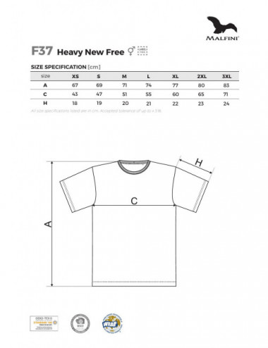 Unisex T-Shirt Heavy New Free F37 Dunkelgrau Melange Adler Malfini®