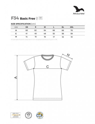 Damen Basic Free F34 T-Shirt, weiß, Malfini