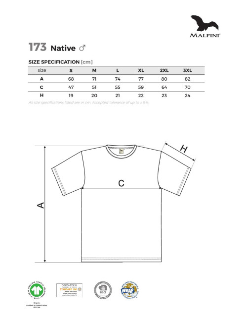 Men`s T-shirt native (gots) 173 turquoise Adler Malfini®