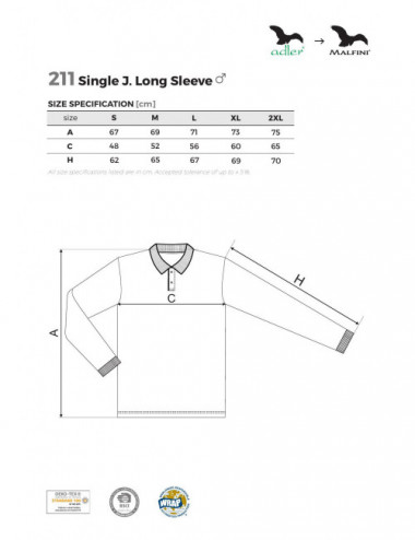Koszulka polo męska single j. ls 211 ebony gray Adler Malfini®