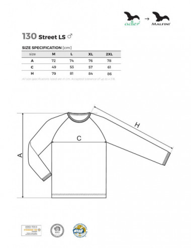 Herren-Straßen-T-Shirt ls 130 weiß Adler Malfini®