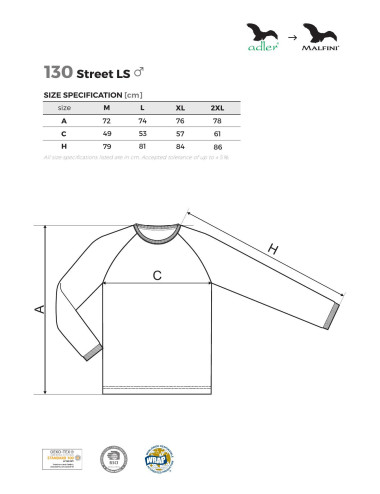 Men`s street t-shirt ls 130 white Adler Malfini®