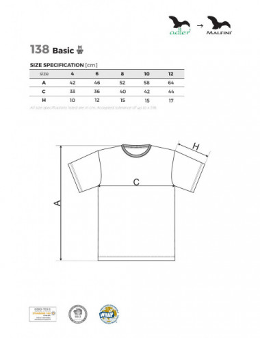 Koszulka dziecięca basic 138 mandarynkowy Adler Malfini®