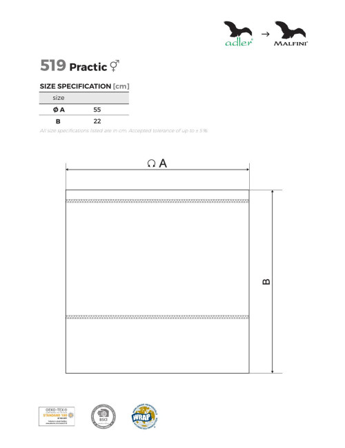 Schal, Fleecemütze, 2in1, Halswärmer, praktisch 519 rot, Malfini-Logo-Stickerei