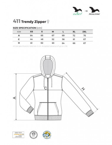 Women`s trendy zipper sweatshirt 411 dark khaki Adler Malfini®