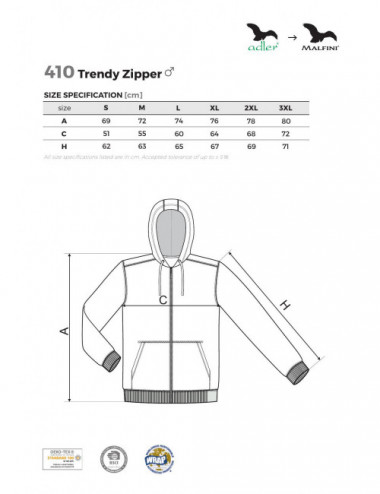 Men`s trendy zipper sweatshirt 410 light gray melange Adler Malfini®
