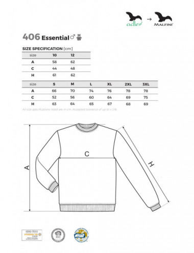 Men`s/children`s sweatshirt essential 406 yellow Adler Malfini®