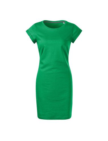 FREEDOM 178 grass green Loose women`s MALFINI tunic dress with embroidery
