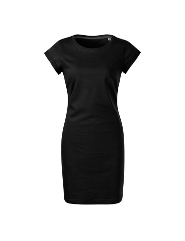 FREEDOM 178 schwarz Lockeres Damen-Tunikakleid mit MALFINI-Logodruck