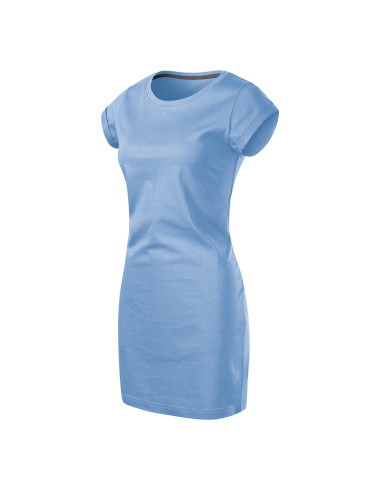 FREEDOM 178 Loose blue women`s dress tunic MALFINI logo print