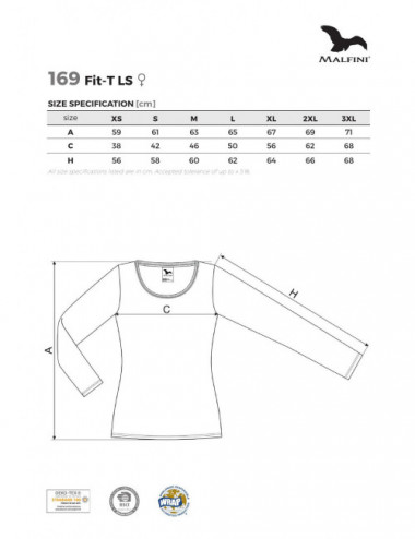 Koszulka damska fit-t ls 169 stalowy Adler Malfini®