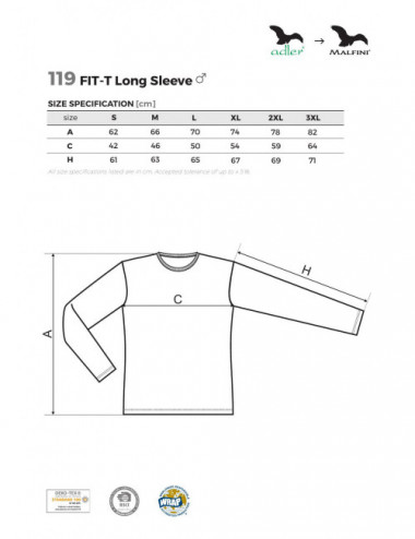 Herren-T-Shirt Fit-T LS 119 Steel Adler Malfini®