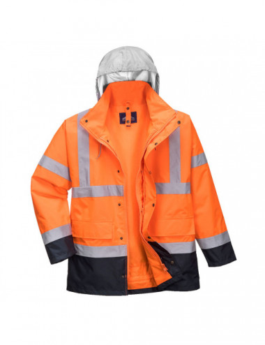 Two-tone 4-in-1 high visibility jacket orange/navy blue Portwest