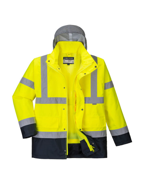 Two-tone 4-in-1 high visibility jacket, yellow/navy blue, Portwest