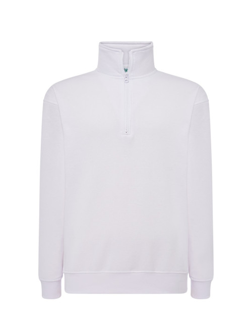 Herren-Sweatshirts mit durchgehendem Reißverschluss, weiß, Jhk