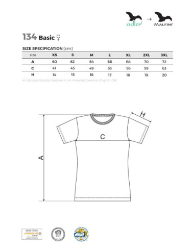 Women`s basic T-shirt 134 steel Adler Malfini®