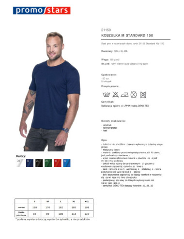 T-shirt men`s standard 150 navy Promostars