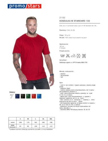 Koszulka męska standard 150 czerwony Promostars