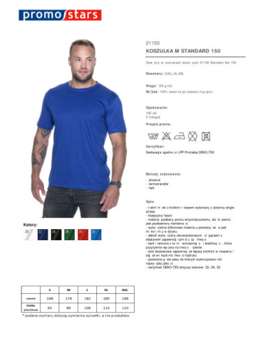 Koszulka męska standard 150 chabrowy Promostars