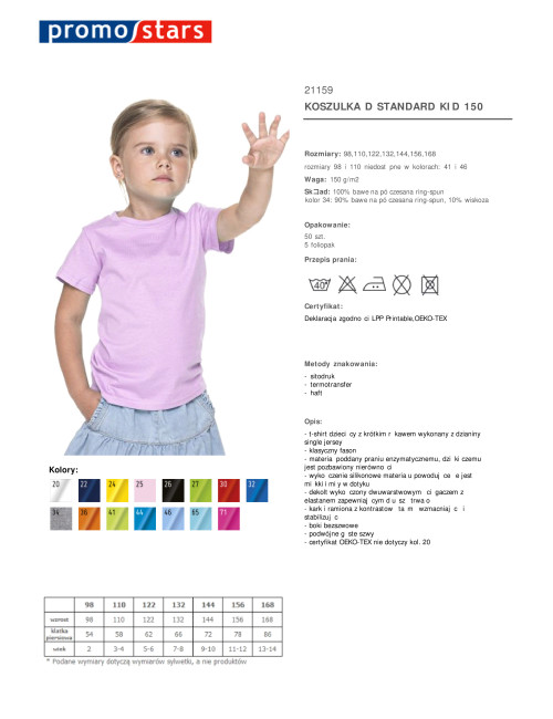 Promostars Kinder-T-Shirt STANDARD KID 150 HELLROSA mit Aufdruck