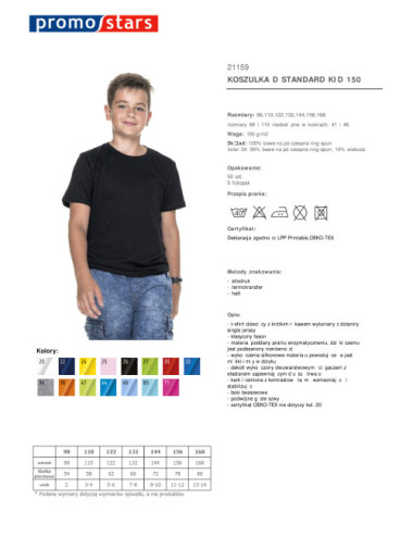 Kids t-shirt standard kid 150 black Promostars