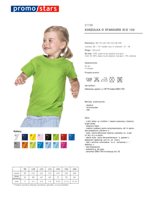 Promostars KINDER-T-SHIRT STANDARD KID 150 HELLGRÜN