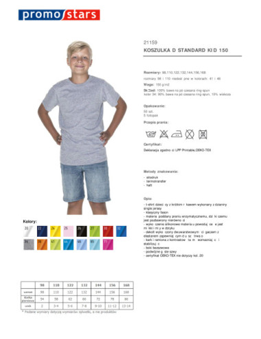 Kinder-T-Shirt Standard Kid 150 hellgrau meliert Promostars