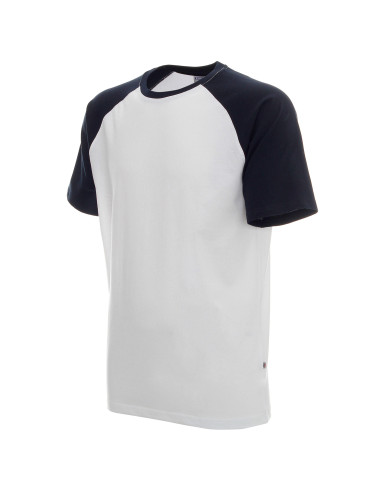Promostars Herren-T-Shirt CRUISE WHITE/NAVY BLUE mit aufgesticktem Logo
