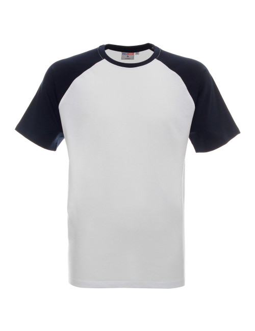 Promostars Herren-T-Shirt CRUISE WHITE/NAVY BLUE mit aufgesticktem Logo