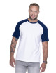 Promostars Herren-T-Shirt CRUISE WHITE/NAVY BLUE mit aufgesticktem Logo