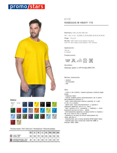 Heavy koszulka męska 170 żółty Promostars