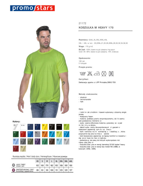 Promostars HEAVY Men`s T-SHIRT 170 LIGHT GREEN DTG print logo embroidery