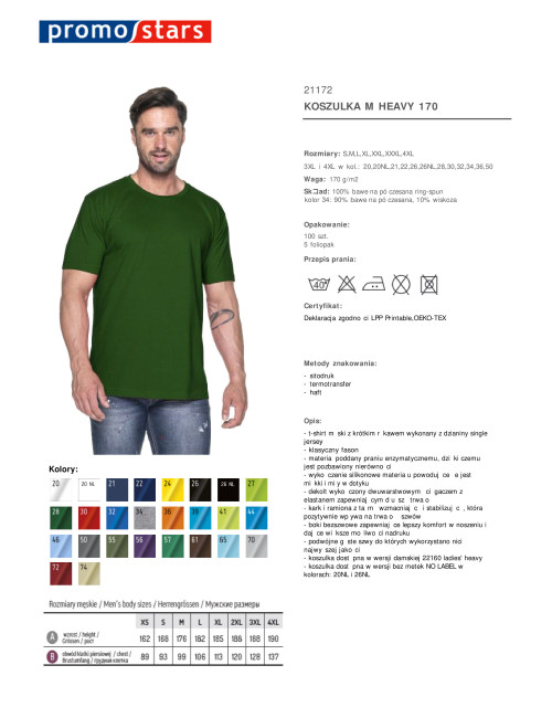 Promostars HEAVY Men`s T-SHIRT 170 BOTTLE GREEN logo embroidery print