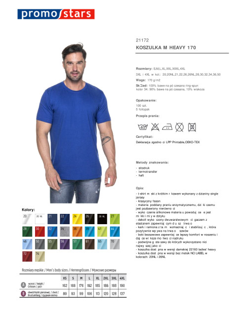 Promostars HEAVY HERREN T-SHIRT 170 COVERNON BLAU Stickerei Siebdruck Logodruck
