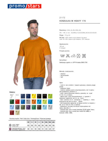Heavy koszulka męska 170 pomarańczowy Promostars