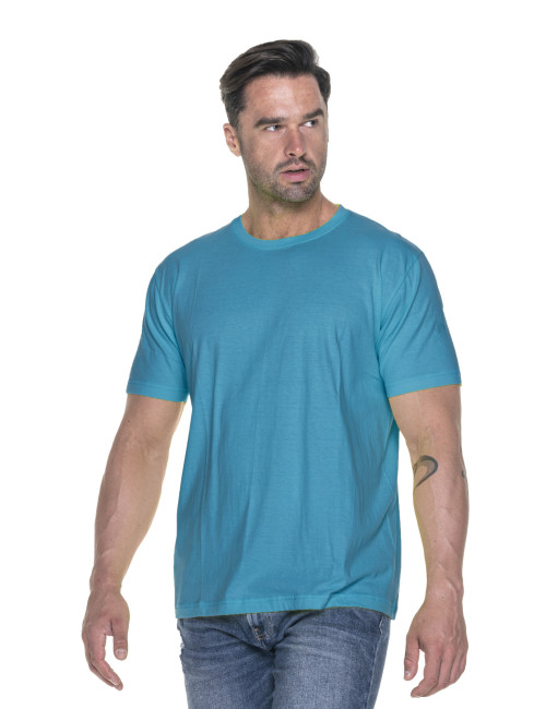 Promostars HEAVY Herren T-SHIRT 170 TÜRKIS Logodruck Siebdruck