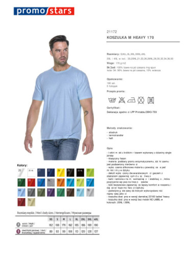 Heavy koszulka męska 170 błękitny Promostars