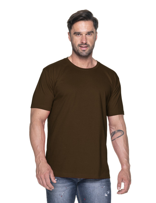 Promostars HEAVY HERREN T-SHIRT 170 DUNKELBRAUN mit aufgesticktem Logo