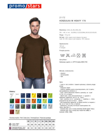 Heavy koszulka męska 170 ciemno brązowy Promostars