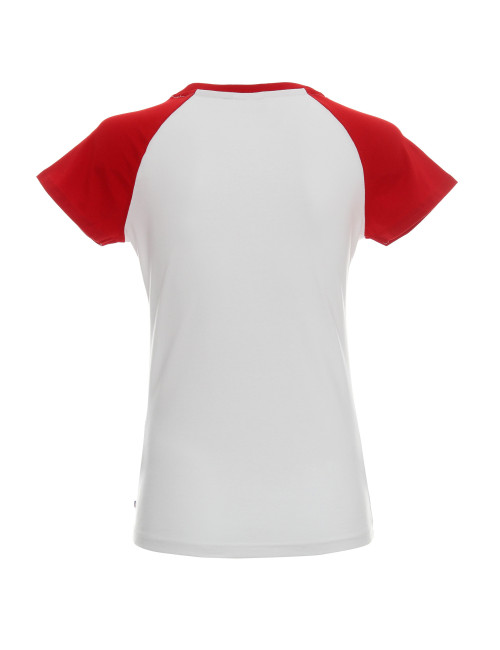 Promostars LADIES` CRUISE Damen T-SHIRT WEISS/ROT DTG-Druck