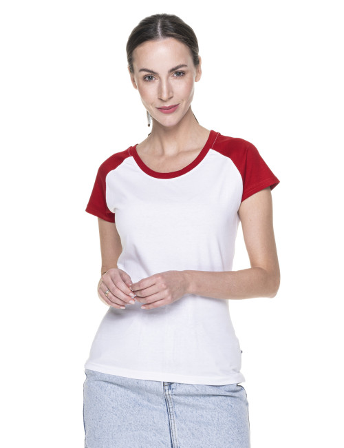 Promostars LADIES` CRUISE Damen T-SHIRT WEISS/ROT DTG-Druck