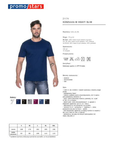 Heavy slim men`s t-shirt navy Promostars
