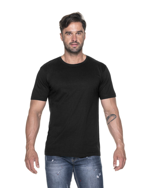 Promostars HEAVY SLIM HERREN T-SHIRT SCHWARZ Stickerei Logo Druck Siebdruck