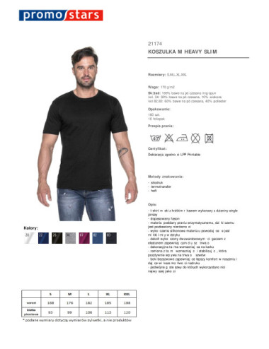 Heavy slim men`s t-shirt black Promostars