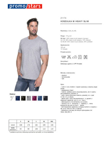 Heavy slim men`s t-shirt light gray melange Promostars