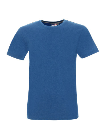 Promostars HEAVY SLIM HERREN T-SHIRT BLAU MELANGE mit aufgesticktem Logo