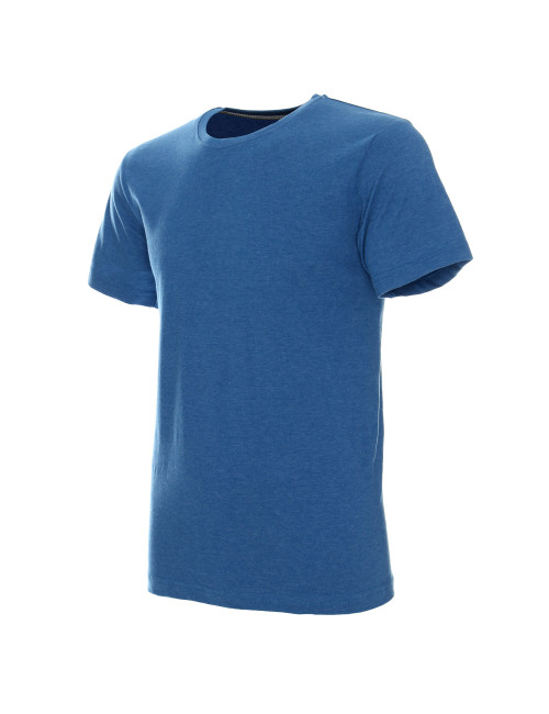 Promostars HEAVY SLIM HERREN T-SHIRT BLAU MELANGE mit aufgesticktem Logo
