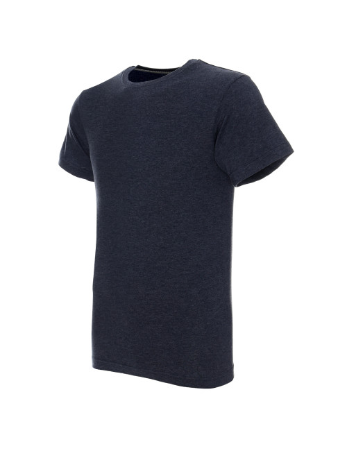 Promostars HEAVY SLIM Men`s T-SHIRT STEEL-BLUE MELANGE embroidery